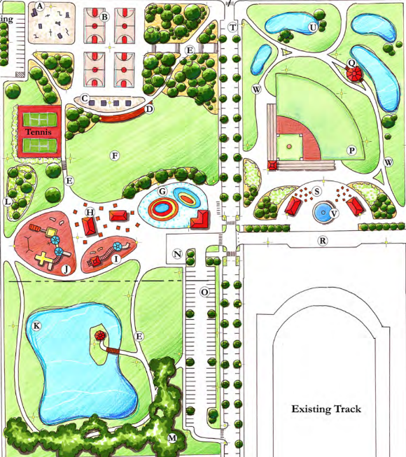 Illustration of the community vision for Phoenix II and Cheney Stadium as connected parkland