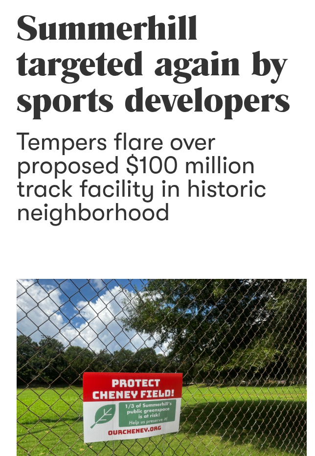 Contemporary article about a proposed track facility in Summerhill