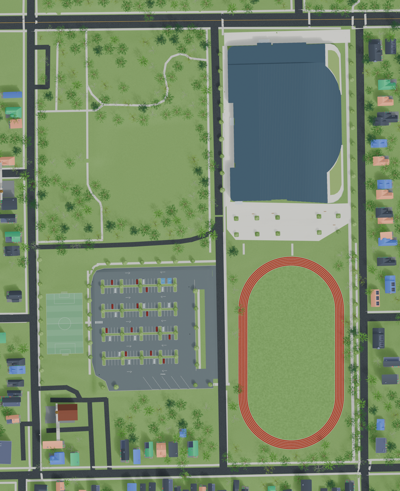 Plan render of the proposed indoor track site