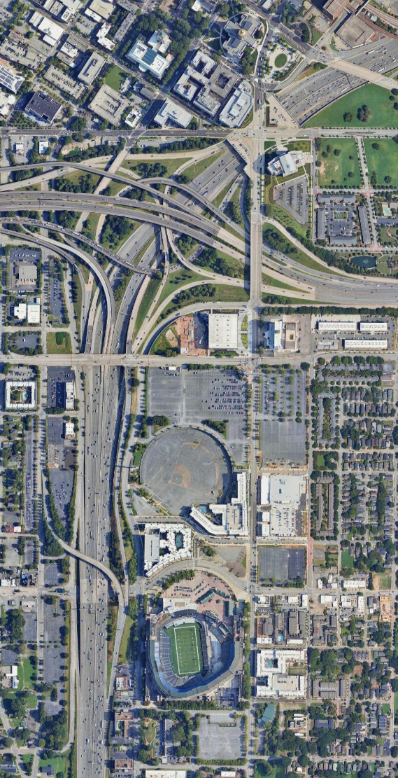Satellite image of the former Turner Field area after redevelopment